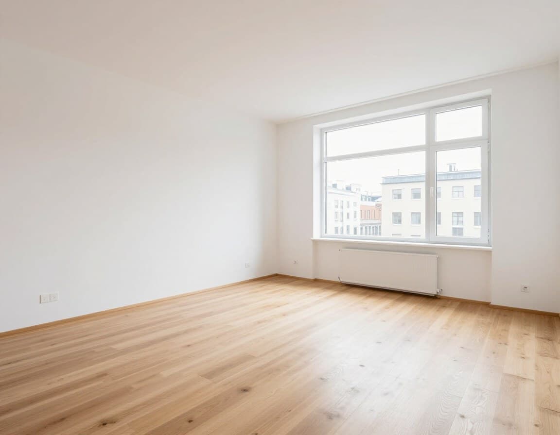 AI Interior Design Vorher-Nachher: leerer Raum wird zum eingerichteten Wohnzimmer