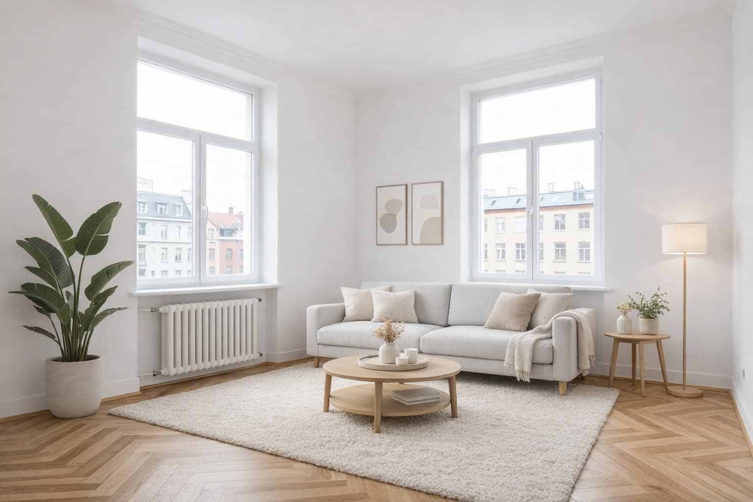 Virtuell eingerichtete Wohnung nach KI-Staging mit ImmoStage — Alternative zu Space Renovator