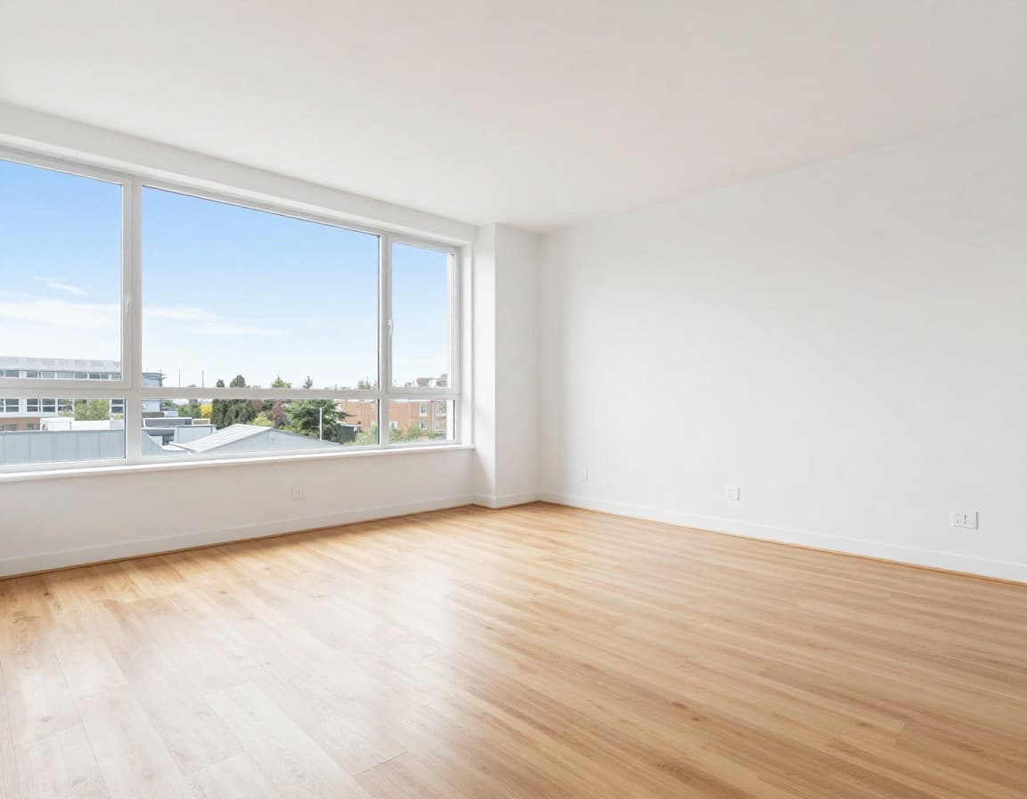 Leeres Wohnzimmer vor dem virtuellen Staging — VirtualStagingAI Alternative ImmoStage