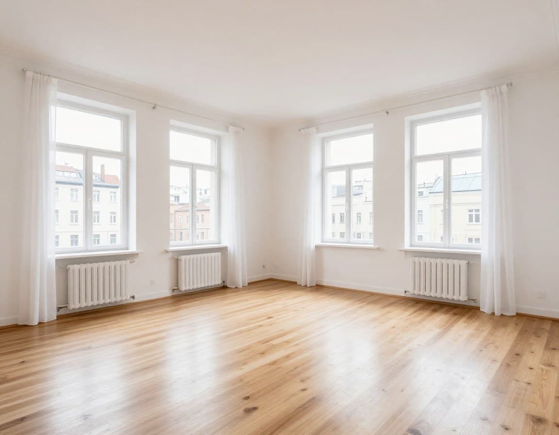 Immobilie verkaufen Strategien — helle leere Wohnung vor dem Verkaufsprozess in einer deutschen Stadtwohnung