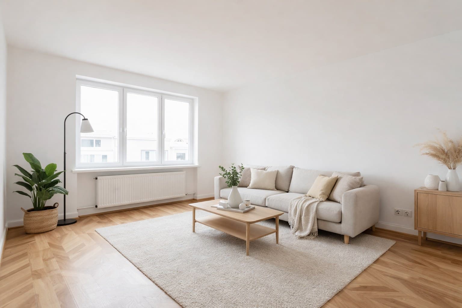 Raum nach Virtual Staging mit KI-Möblierung