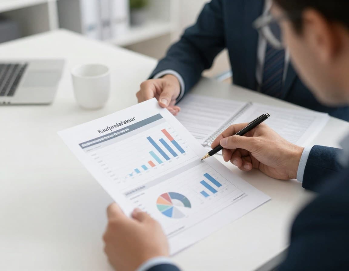 Investor analysiert Renditekennzahlen einer deutschen Anlageimmobilie — Kaufpreisfaktor und Cashflow-Berechnung
