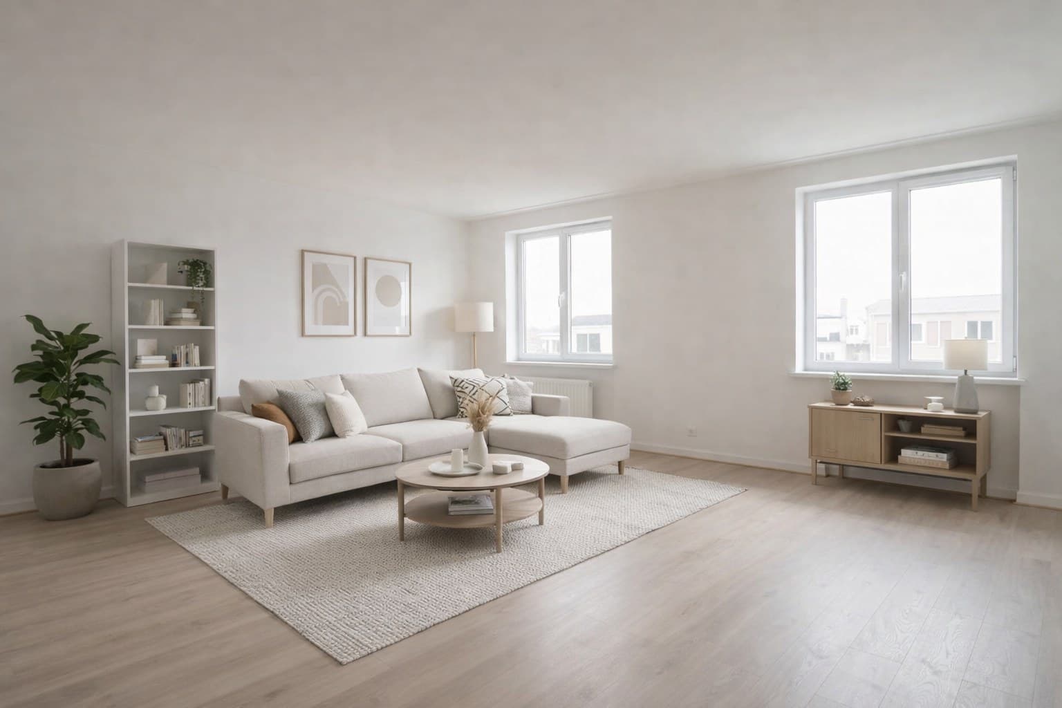 Raum nach Virtual Staging mit KI-Möblierung