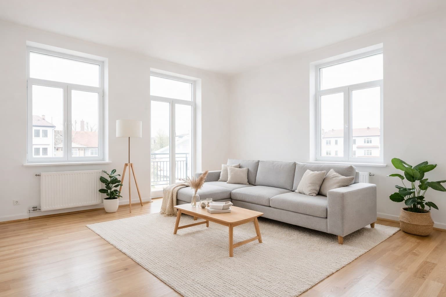 Raum nach Virtual Staging mit KI-Möblierung