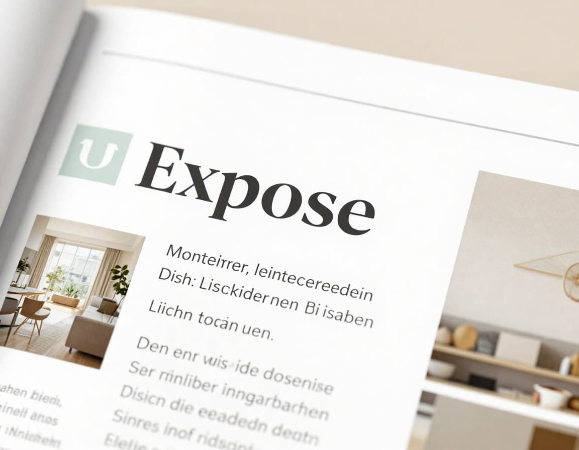 Exposé-Design mit professioneller Typografie und natürlicher Farbpalette in Sandtönen