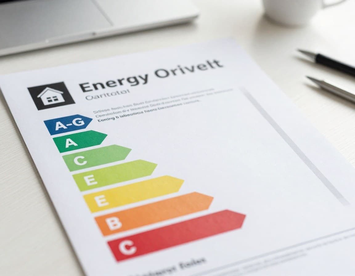 Energieausweis Dokument — A bis G Skala für Einfamilienhaus nach GEG §87 Pflichtangaben
