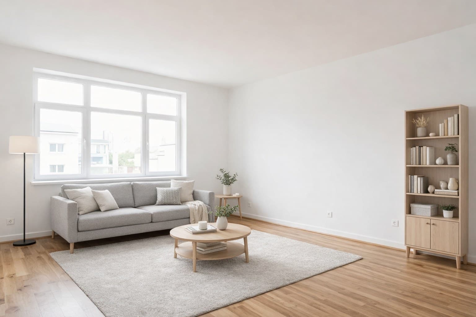 Raum nach Virtual Staging mit KI-Möblierung