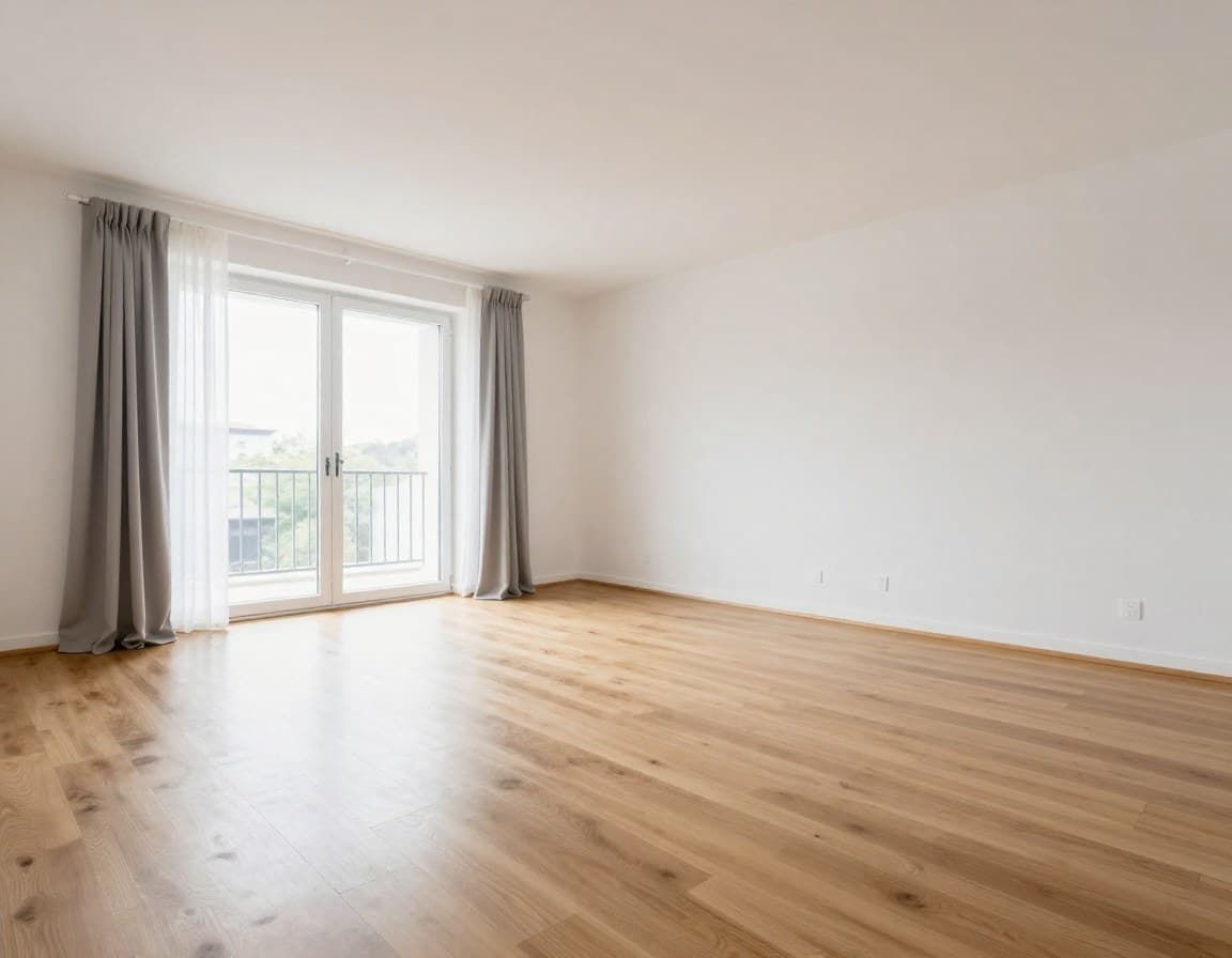 Leerer Wohnraum einer deutschen Wohnung vor Virtual Staging