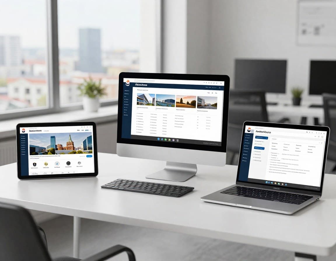 Verschiedene Exposé-Software-Tools auf Laptop und Tablet im Vergleich