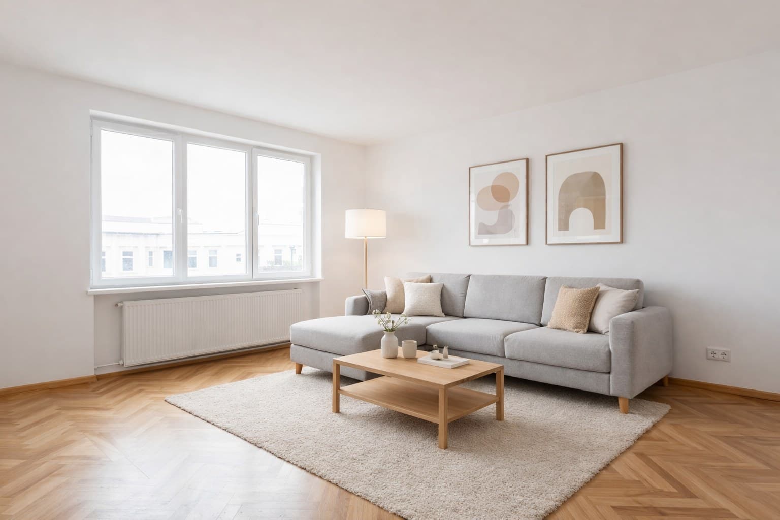 Raum nach Virtual Staging mit KI-Möblierung