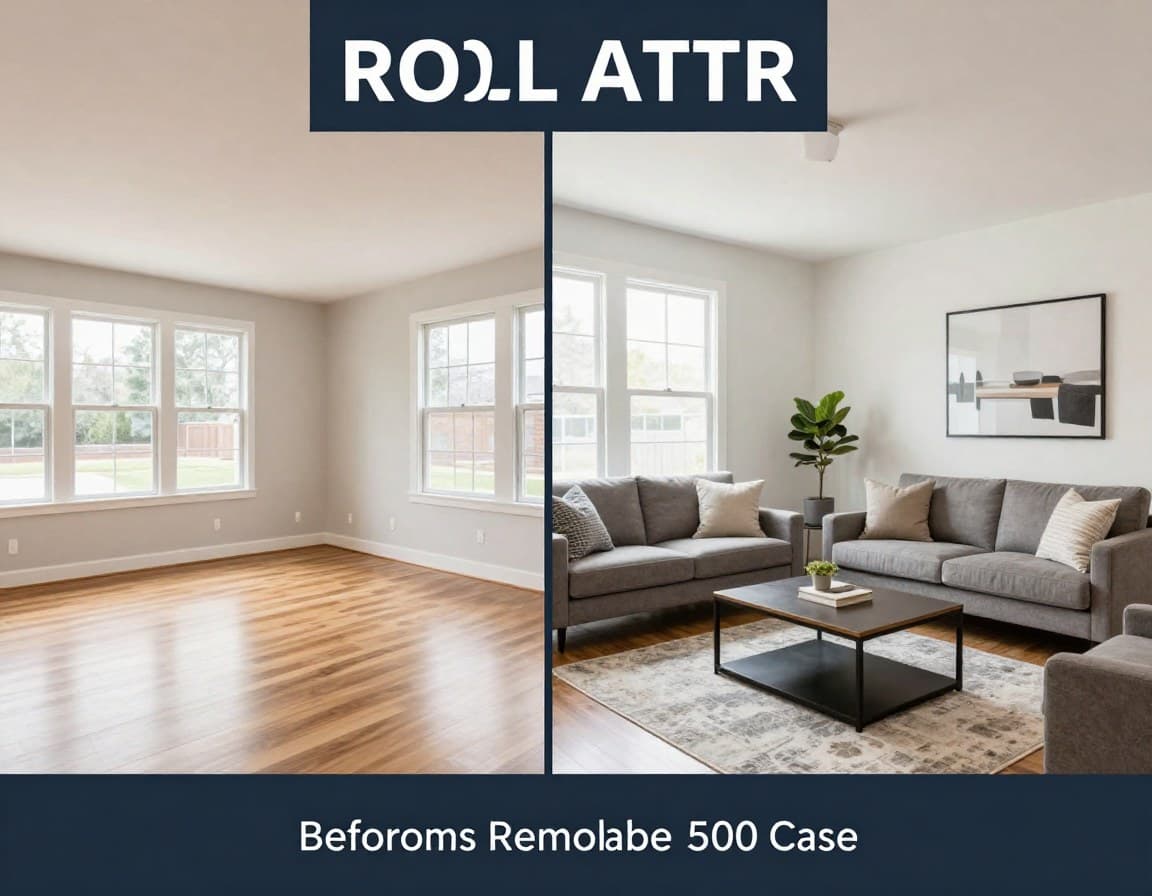 Home Staging Vorher-Nachher Vergleich zeigt leeren Raum links und professionell gestaged rechts