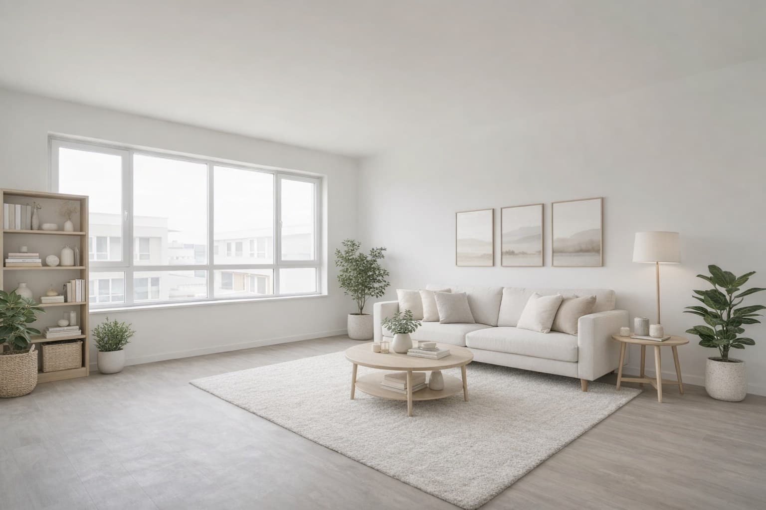 Virtual Staging Ergebnis — professionell möbliertes Wohnzimmer für ImmoScout24-Inserat