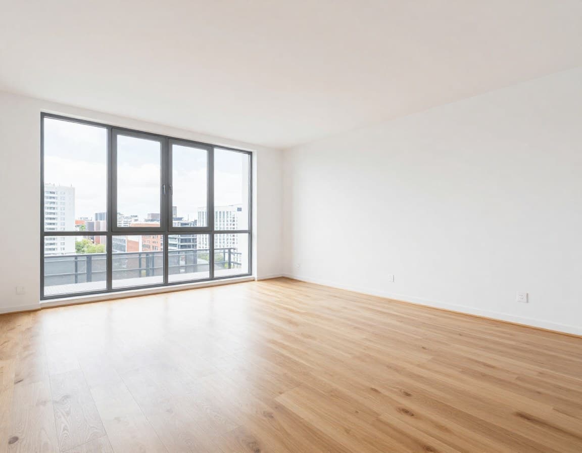 Leeres Wohnzimmer vor Virtual Staging — typisches Propstack-Inserat ohne Staging