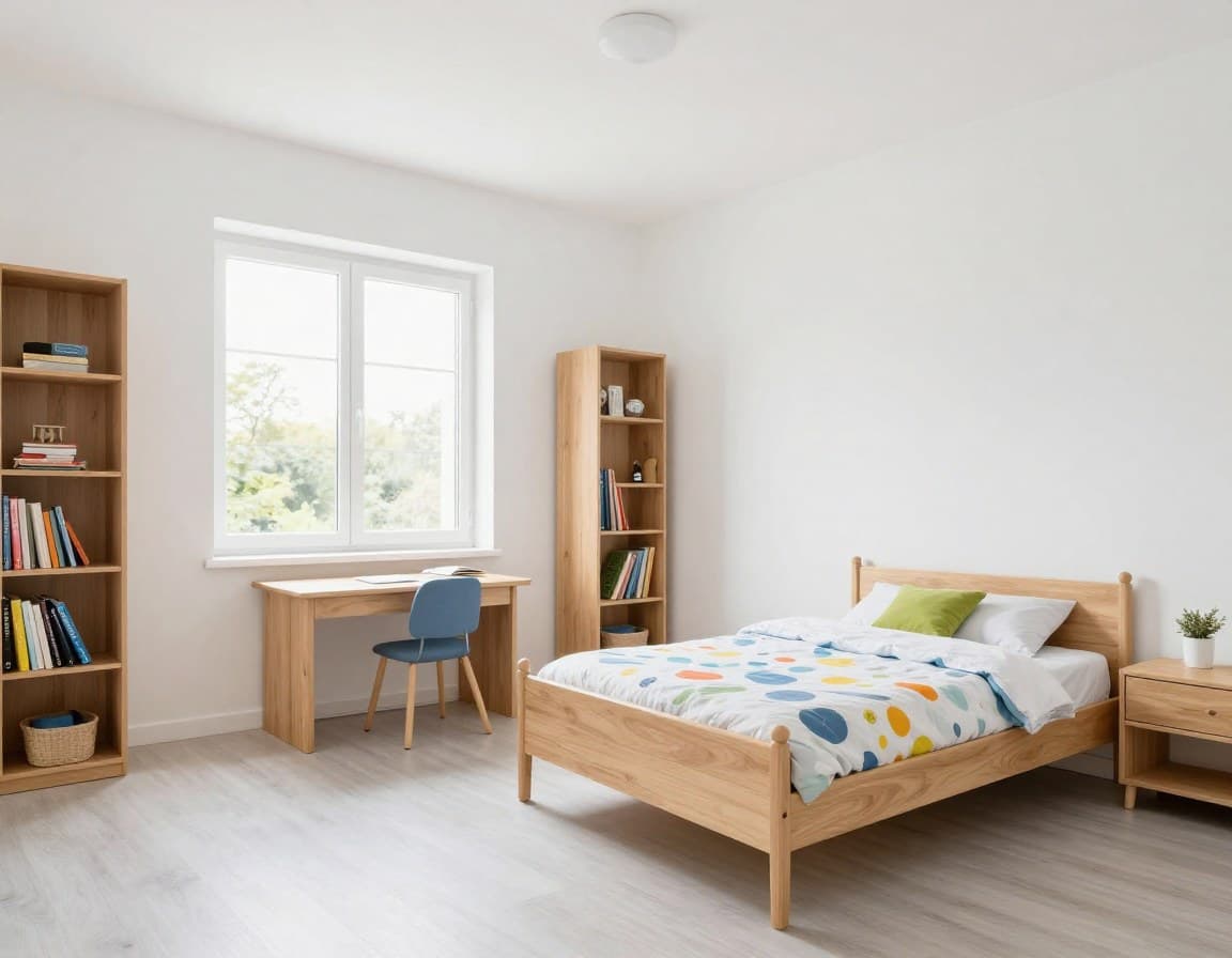 Helles Kinderzimmer im Obergeschoss eines 140 qm Einfamilienhauses