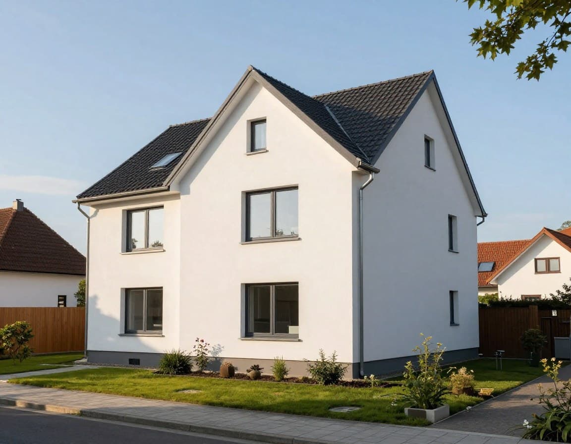 Grundriss 180 qm — modernes zweigeschossiges Einfamilienhaus in deutscher Nachbarschaft