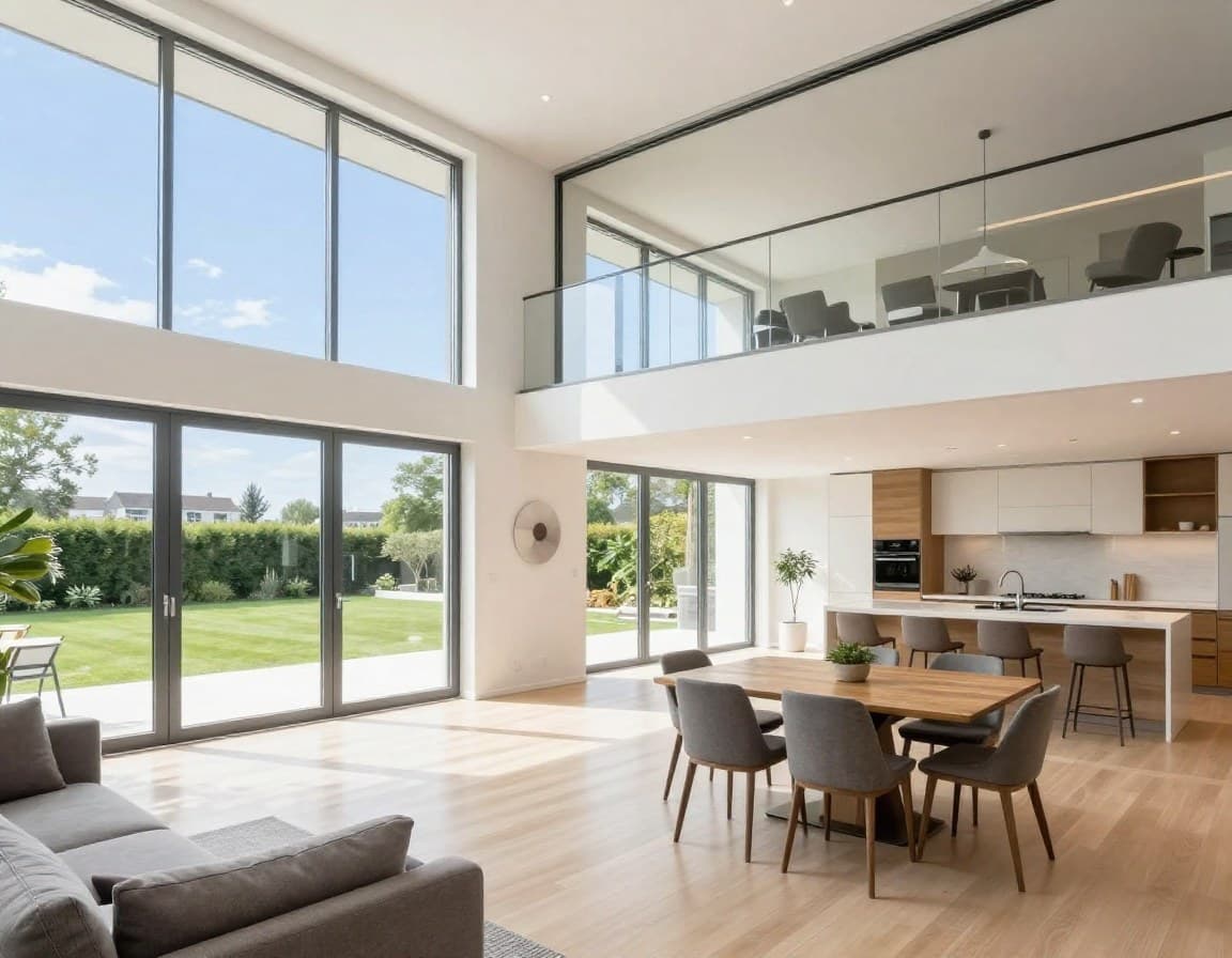 Großzügiger 50-Quadratmeter-Wohn-Essbereich in einem 200-qm-Haus