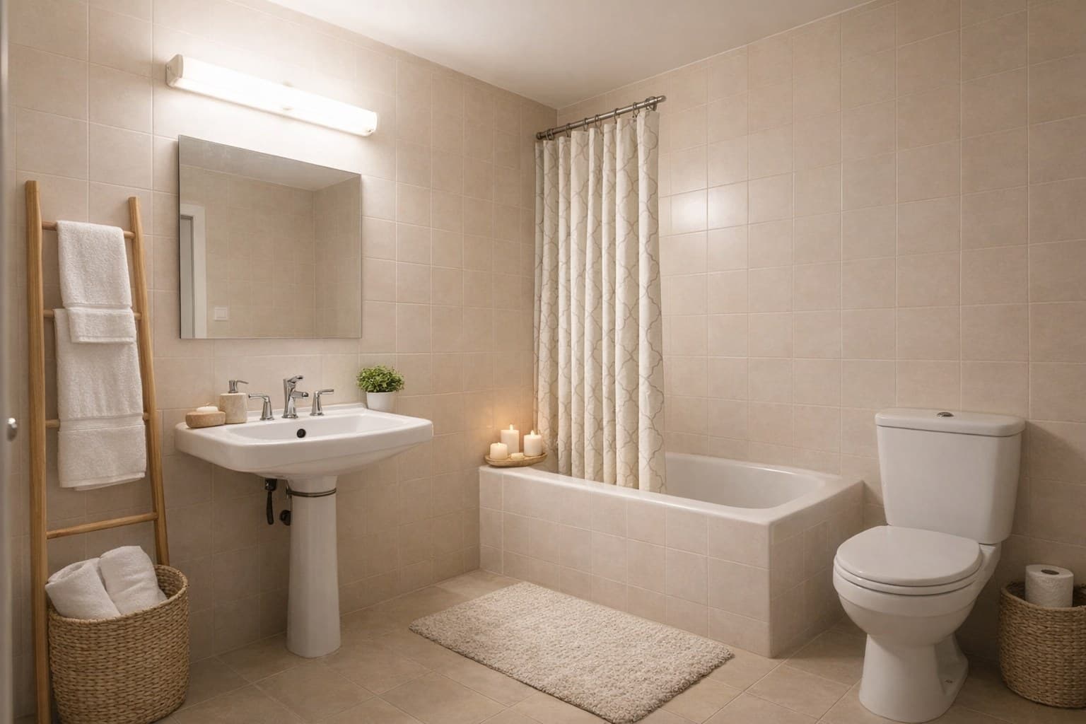 Badezimmer nach Virtual Staging mit KI-Möblierung