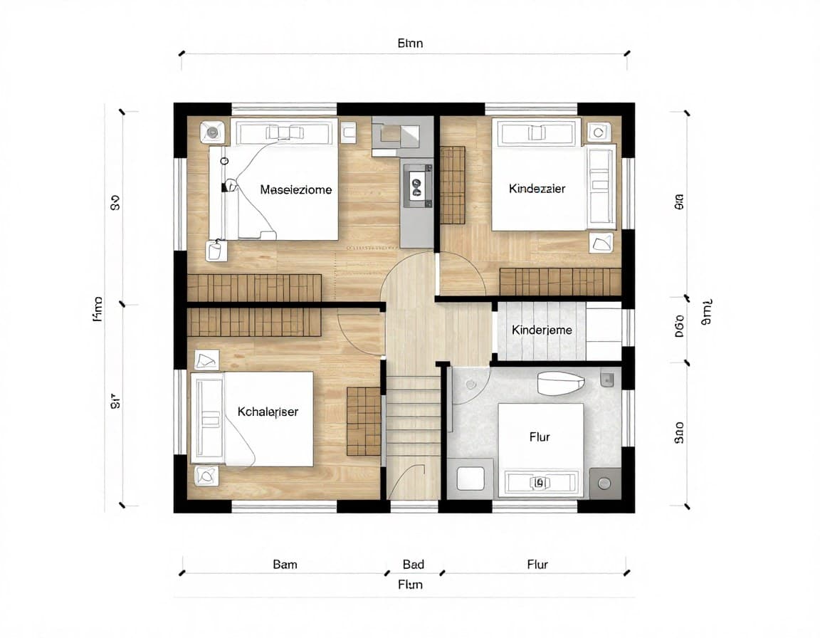 Grundriss Beispiel Einfamilienhaus Obergeschoss mit Schlafzimmern