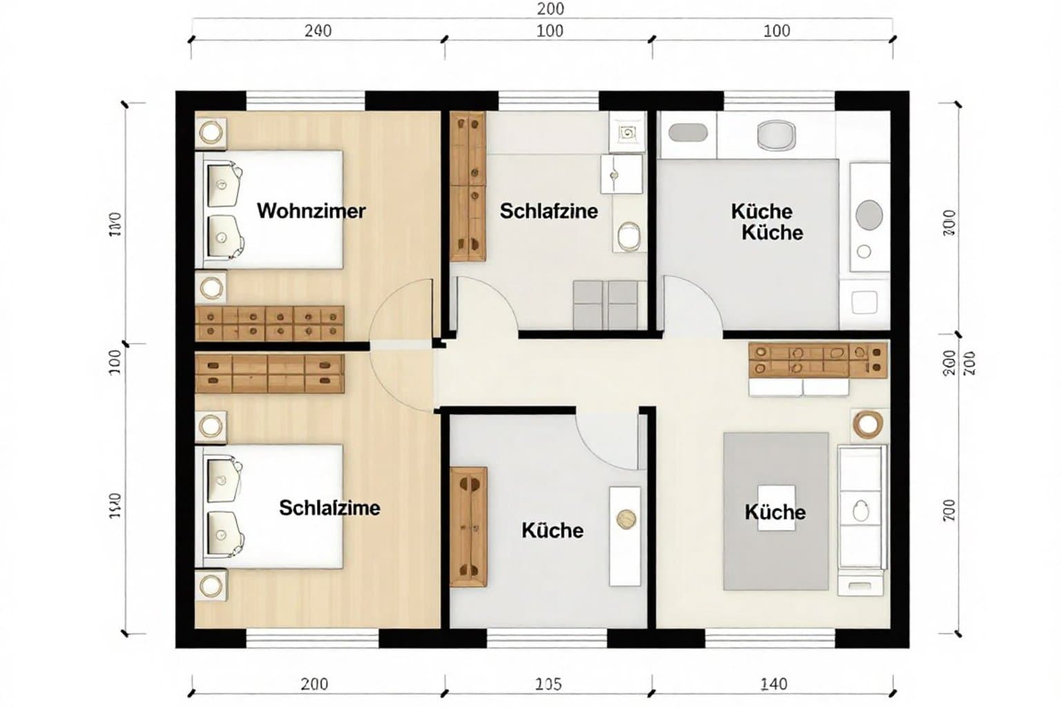 Raum nach Virtual Staging mit KI-Möblierung