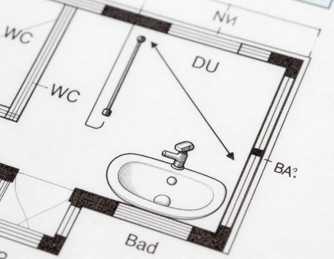 Grundriss-Symbole für Sanitär: WC, Dusche, Badewanne, Waschbecken