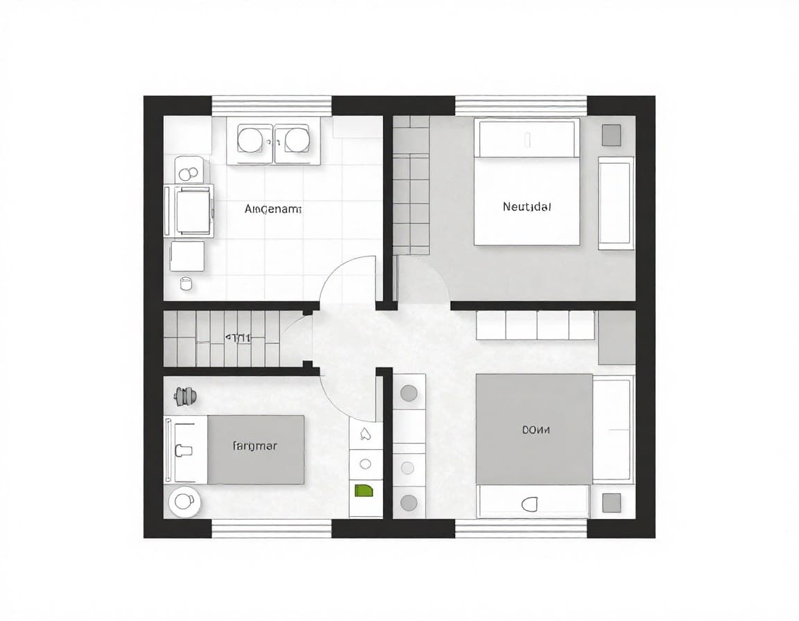 Neubau-Wohnung Grundriss mit effizienter Raumaufteilung und offenem Konzept
