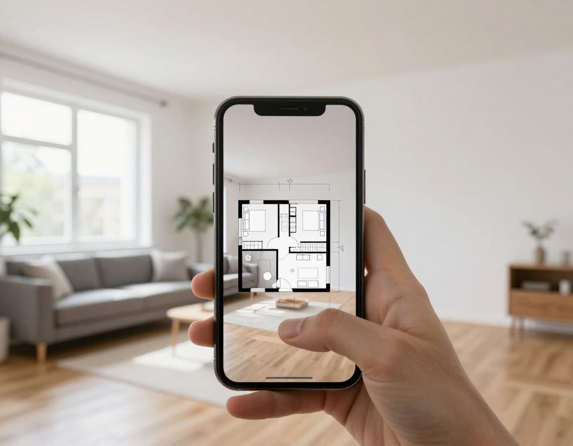 Smartphone fotografiert einen Raum – KI erstellt daraus automatisch einen Grundriss