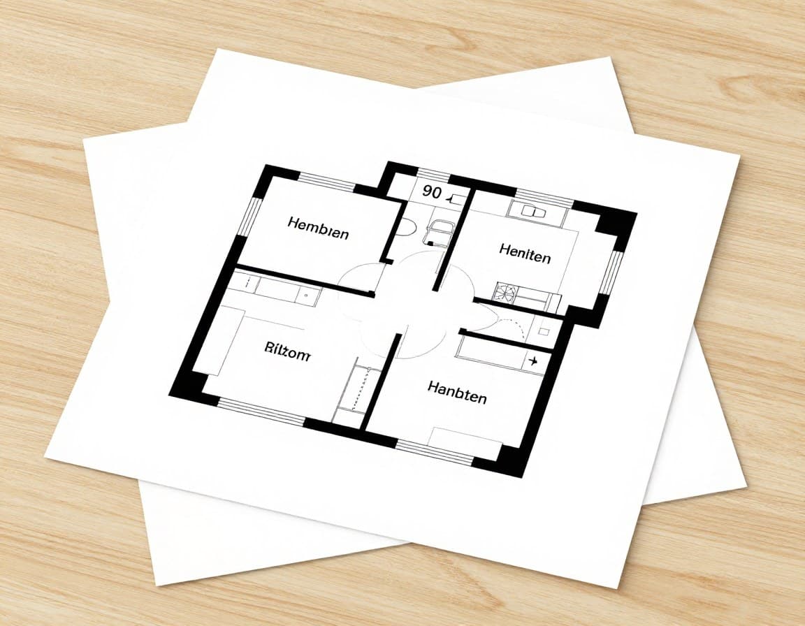Professioneller 2D-Grundriss einer 3-Zimmer-Wohnung mit Raumbeschriftungen