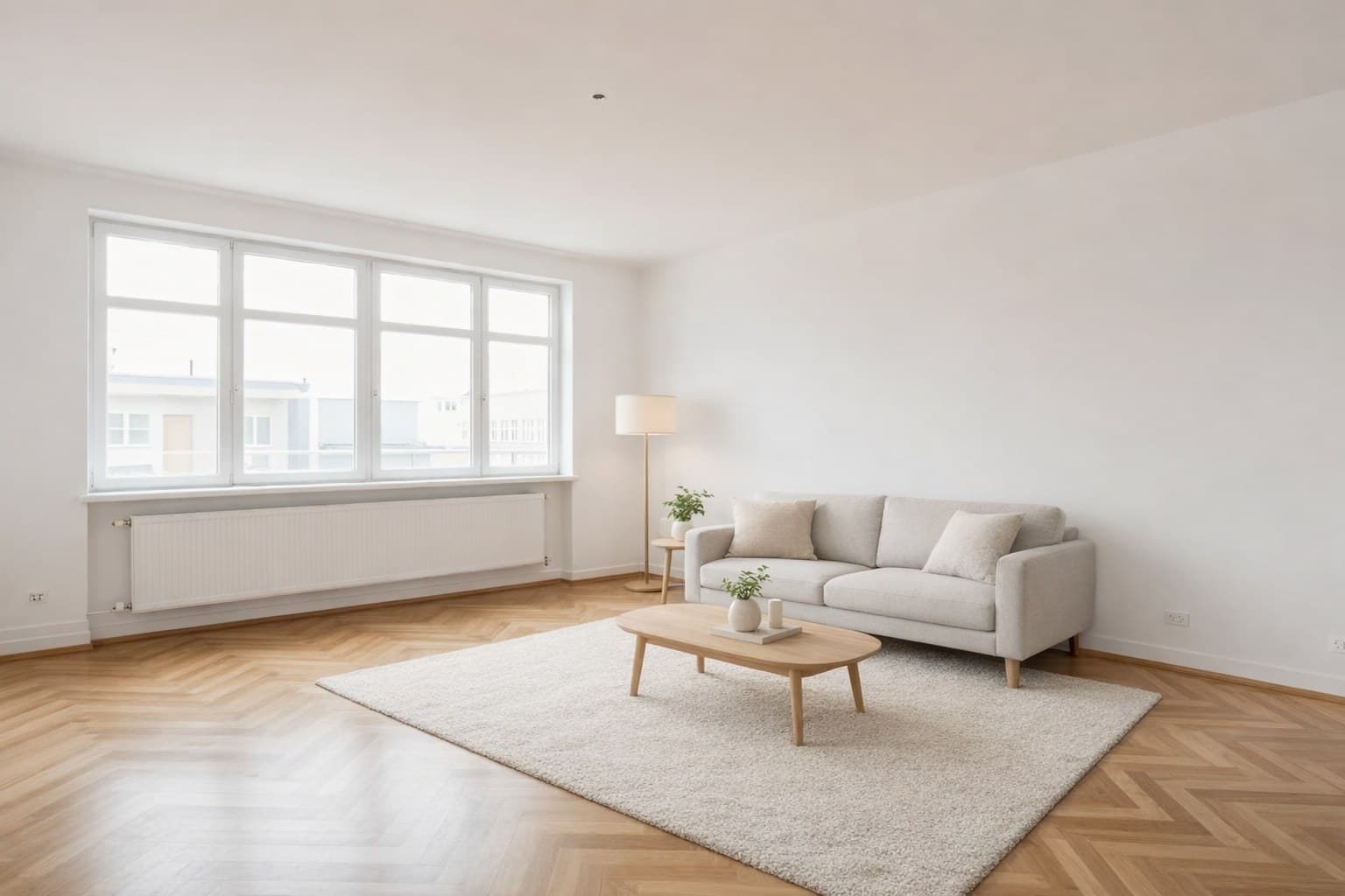 Raum nach Virtual Staging mit KI-Möblierung