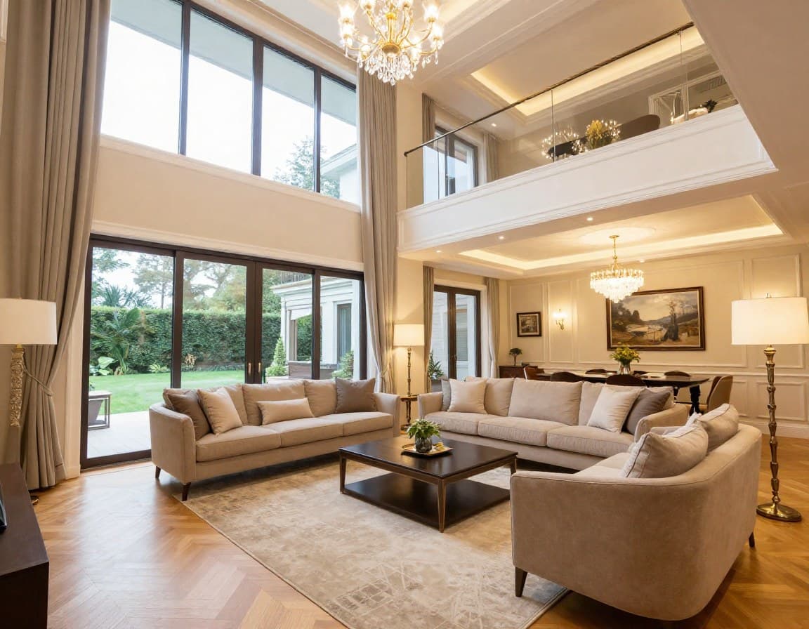 Hochwertiges Wohnzimmer in Essener Villenviertel Bredeney — professionell inszeniert