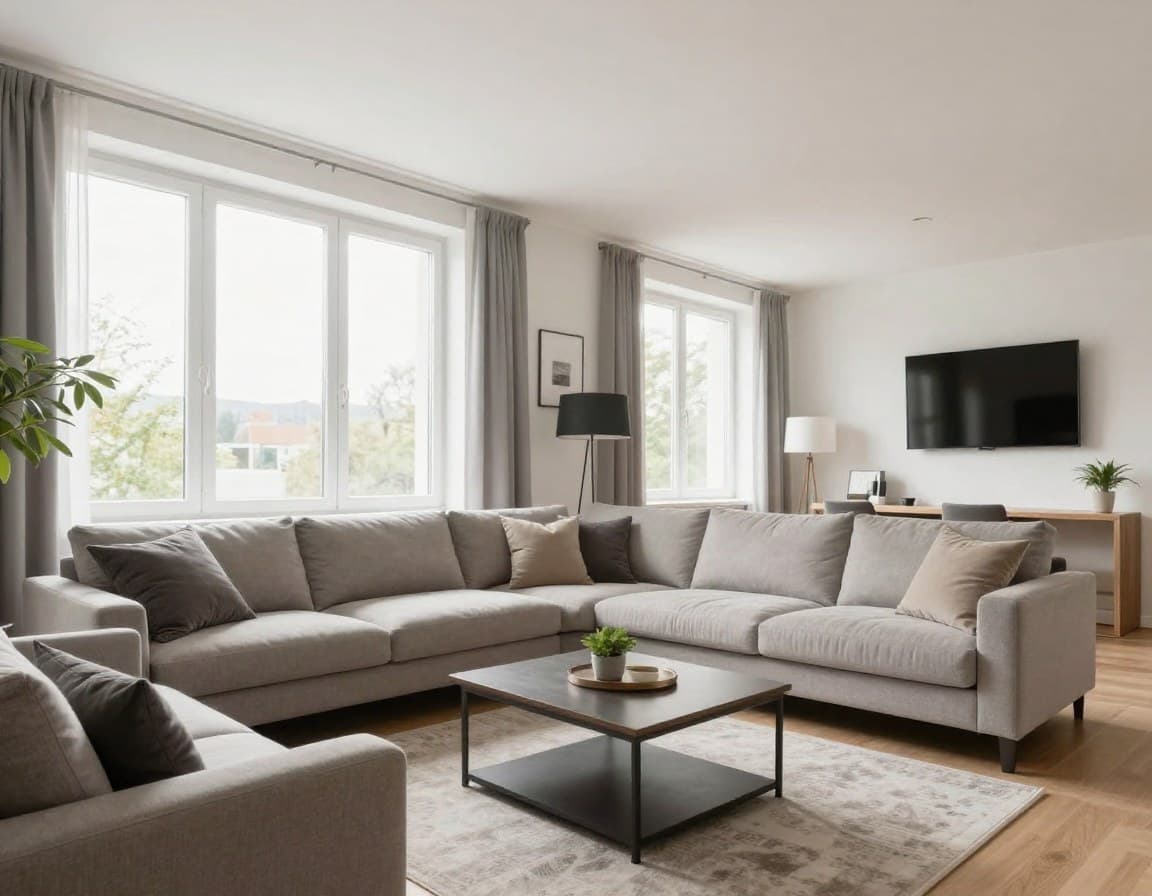 Modern eingerichtetes Apartment im Ruhrgebiet-Stil — virtuell gestagtes Wohnzimmer
