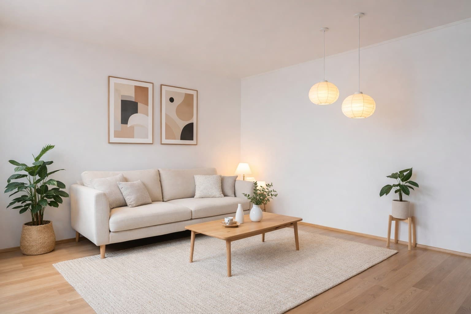 Essener Wohnung nach Virtual Staging mit modernen skandinavischen Möbeln