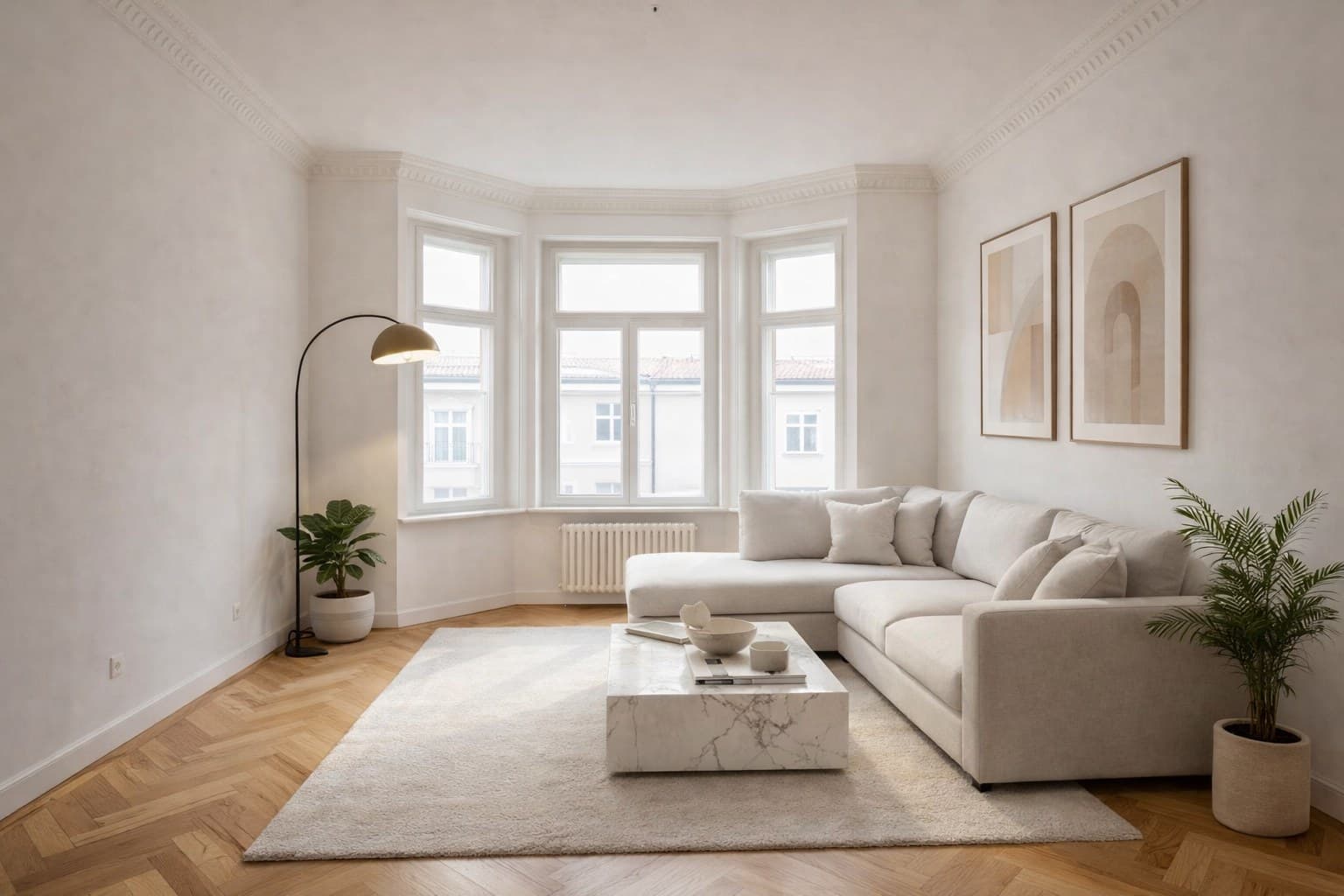 Raum nach Virtual Staging mit KI-Möblierung