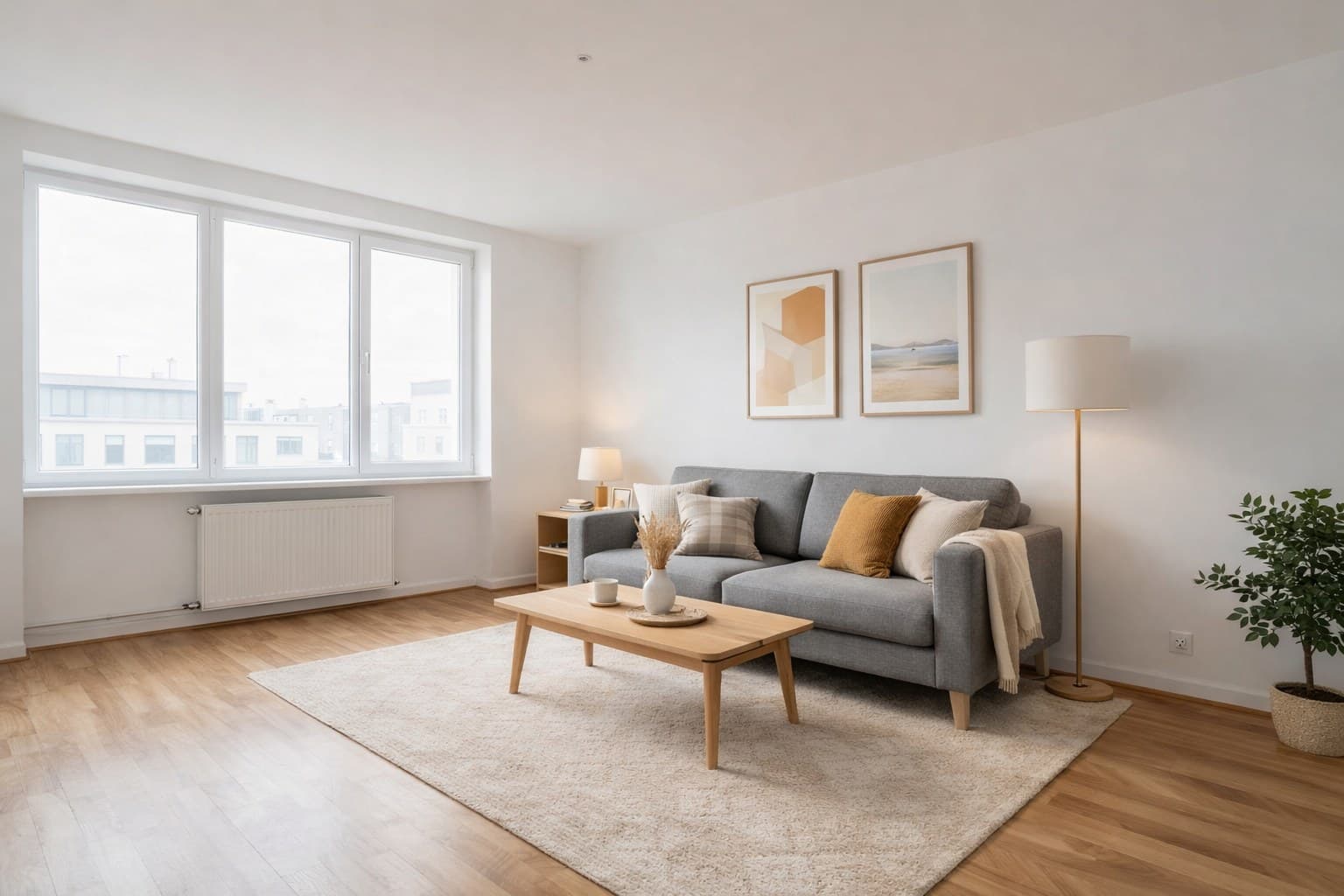 Raum nach Virtual Staging mit KI-Möblierung