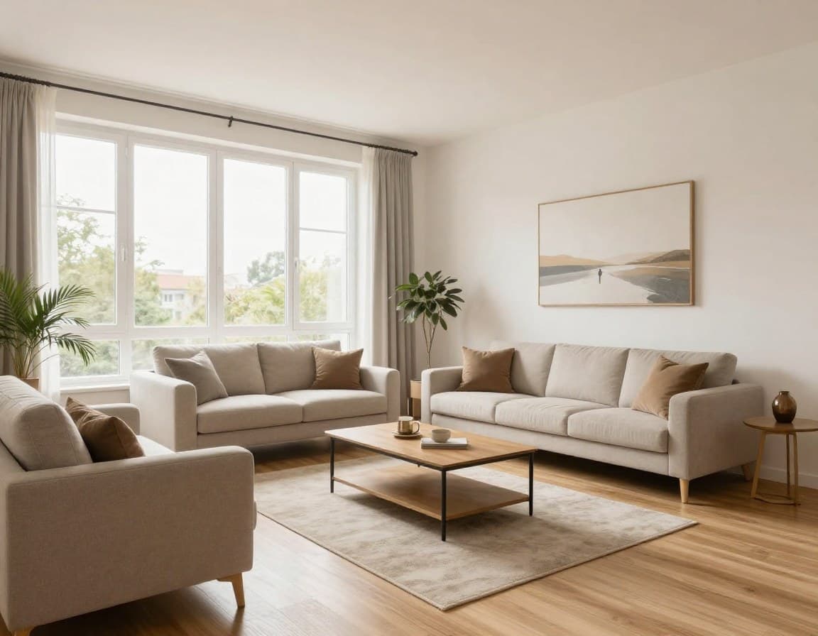 Professionell gestagetes Wohnzimmer in einer deutschen Eigentumswohnung