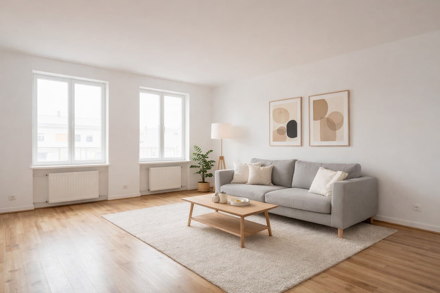 Raum nach Virtual Staging mit KI-Möblierung