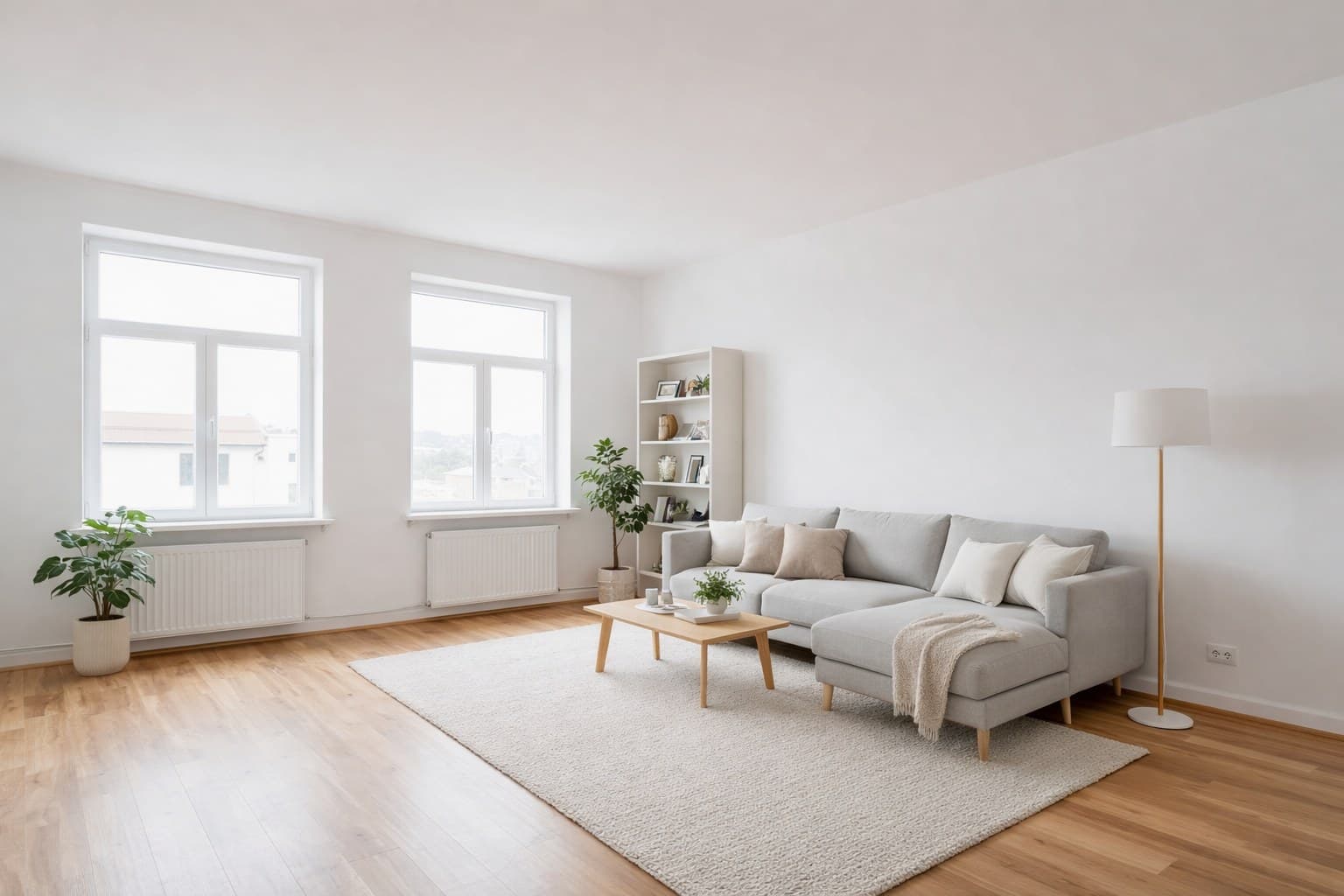 Raum nach Virtual Staging mit KI-Möblierung