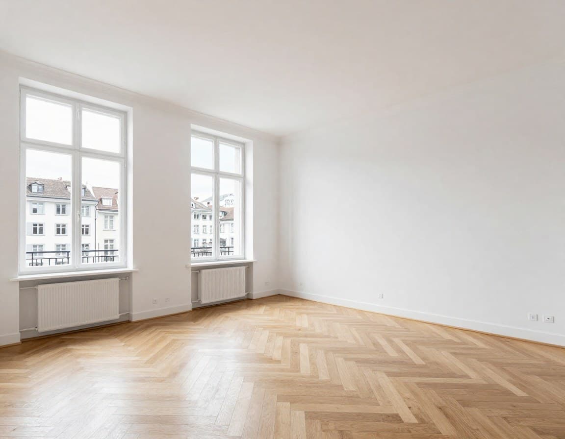 Helle leere Altstadtwohnung in Zurich mit hohen Decken