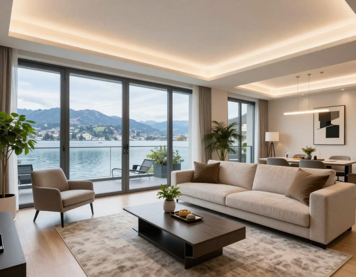 Virtuell gestagete Zurcher Wohnung mit See- und Bergblick