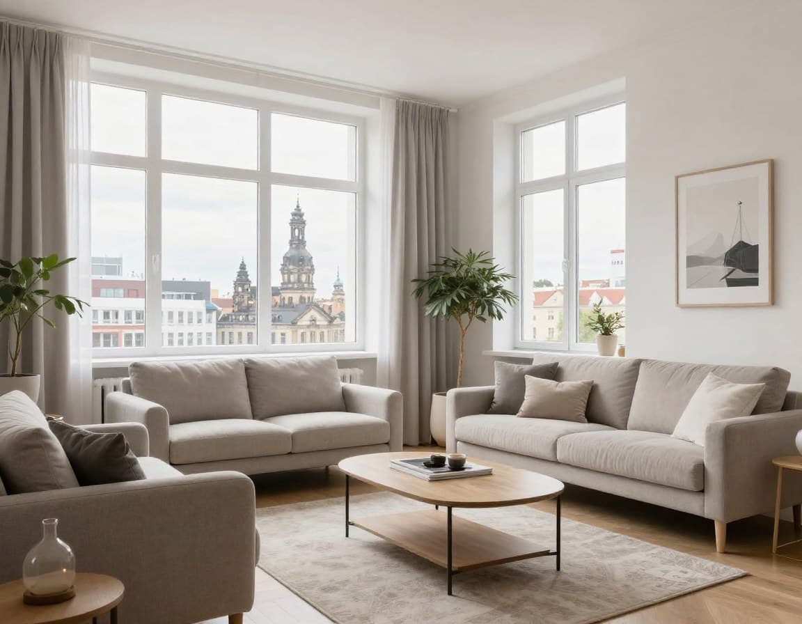 Dresdner Wohnung mit Virtual Staging — helles modernes Interieur für den Verkauf