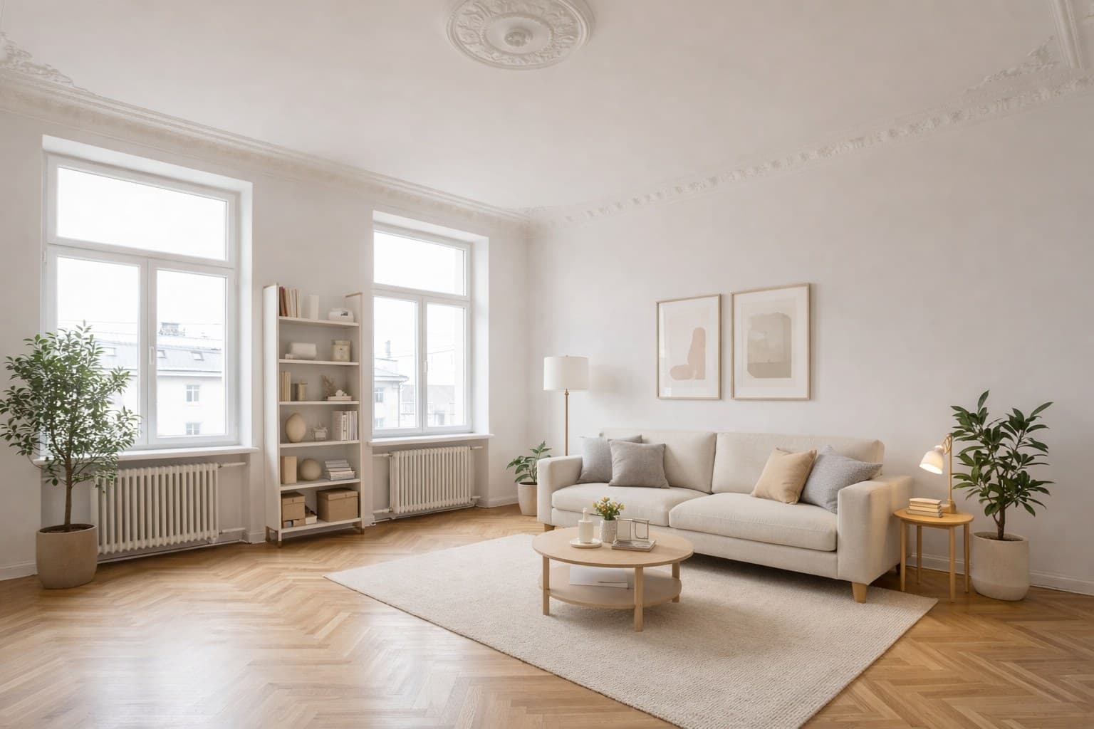 Raum nach Virtual Staging mit KI-Möblierung