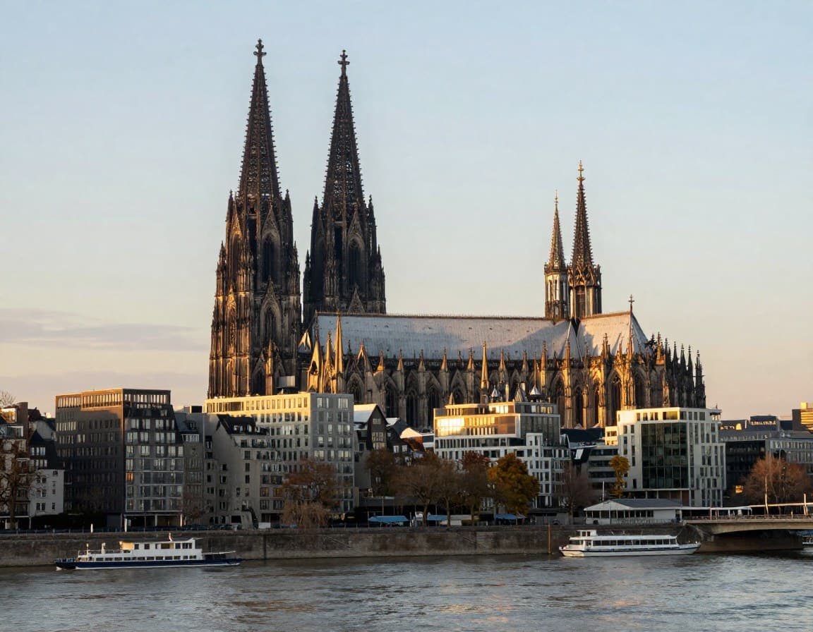 Köln Skyline mit Rhein — Immobilienmarkt Köln 2025