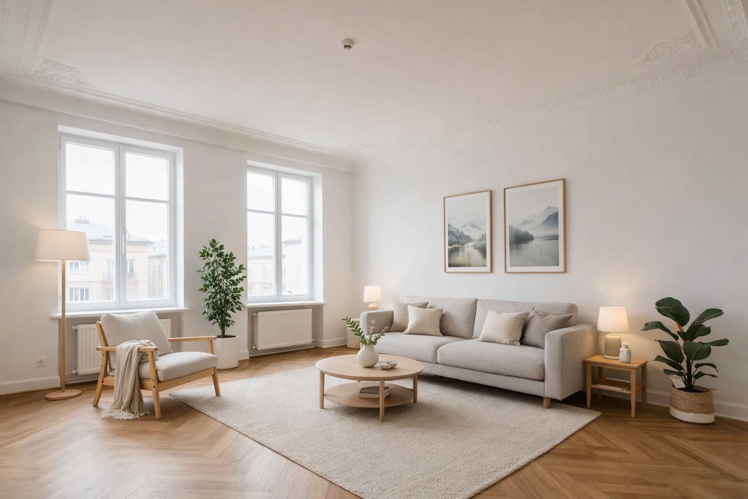 Raum nach Virtual Staging mit KI-Möblierung