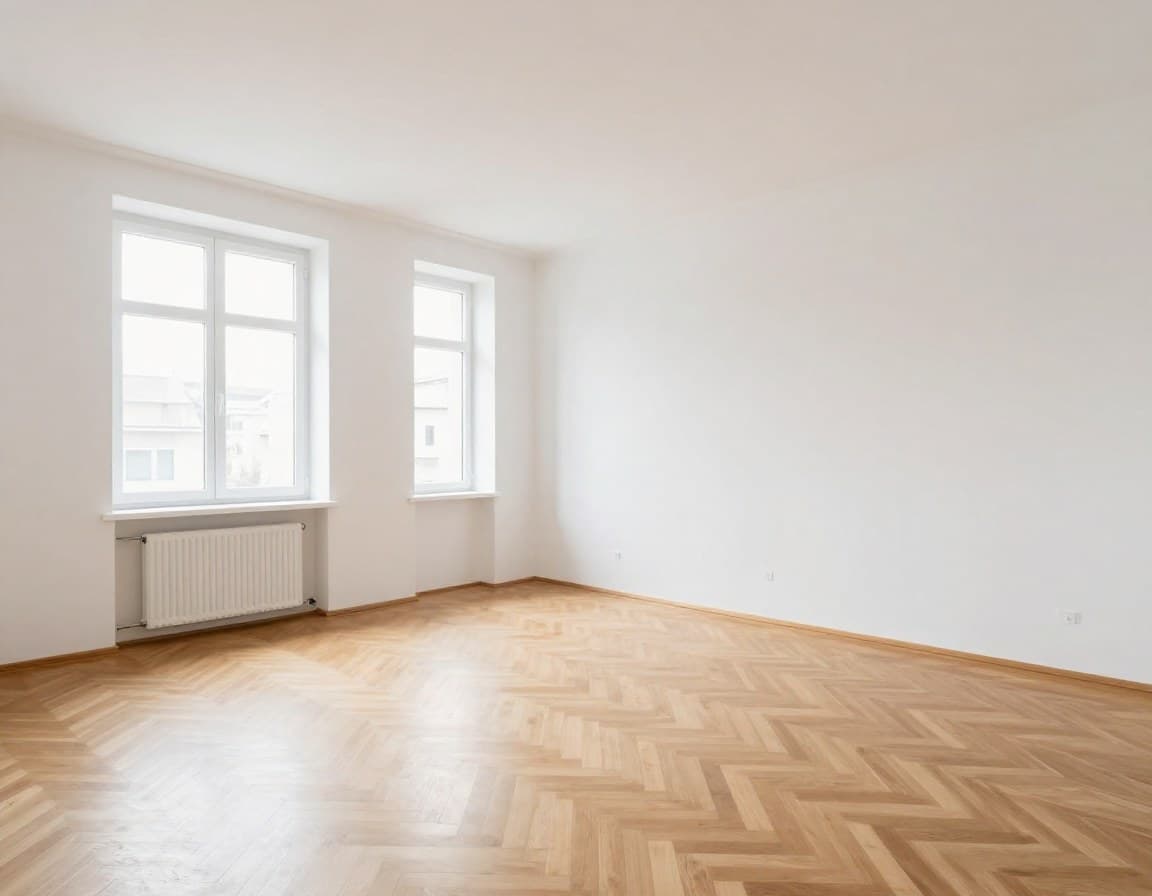 Leerer Raum vor dem Virtual Staging -- kalt und einladend