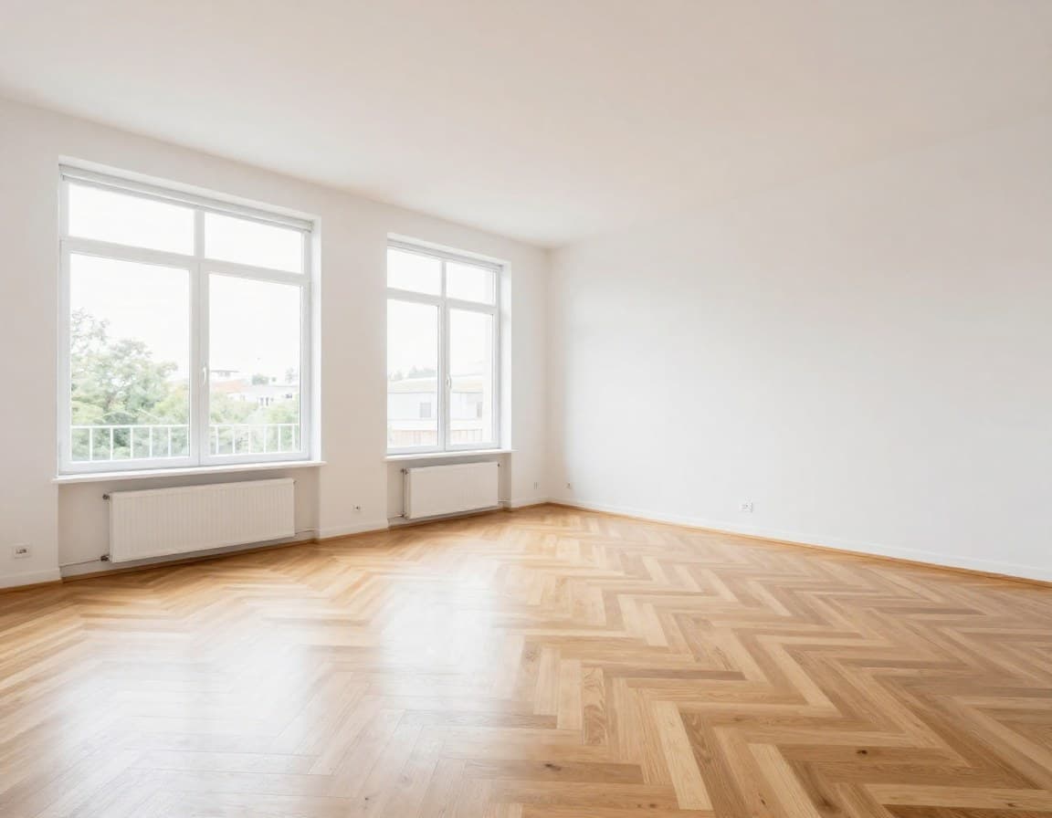 Leeres Wohnzimmer vor dem Virtual Staging — Basis für Immobilienvideo