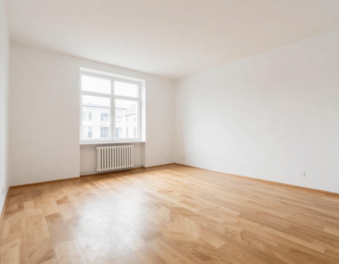 Immobilie online inserieren — leeres Wohnzimmer vor und nach virtuellem Staging