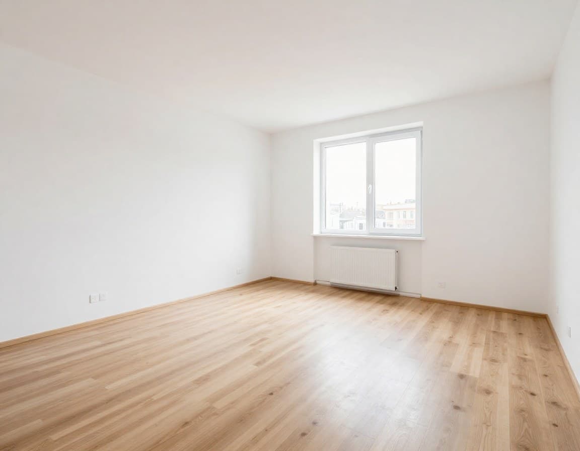 Immobilienanzeige Vorlage — leere Wohnung vor und nach virtuellem Home Staging