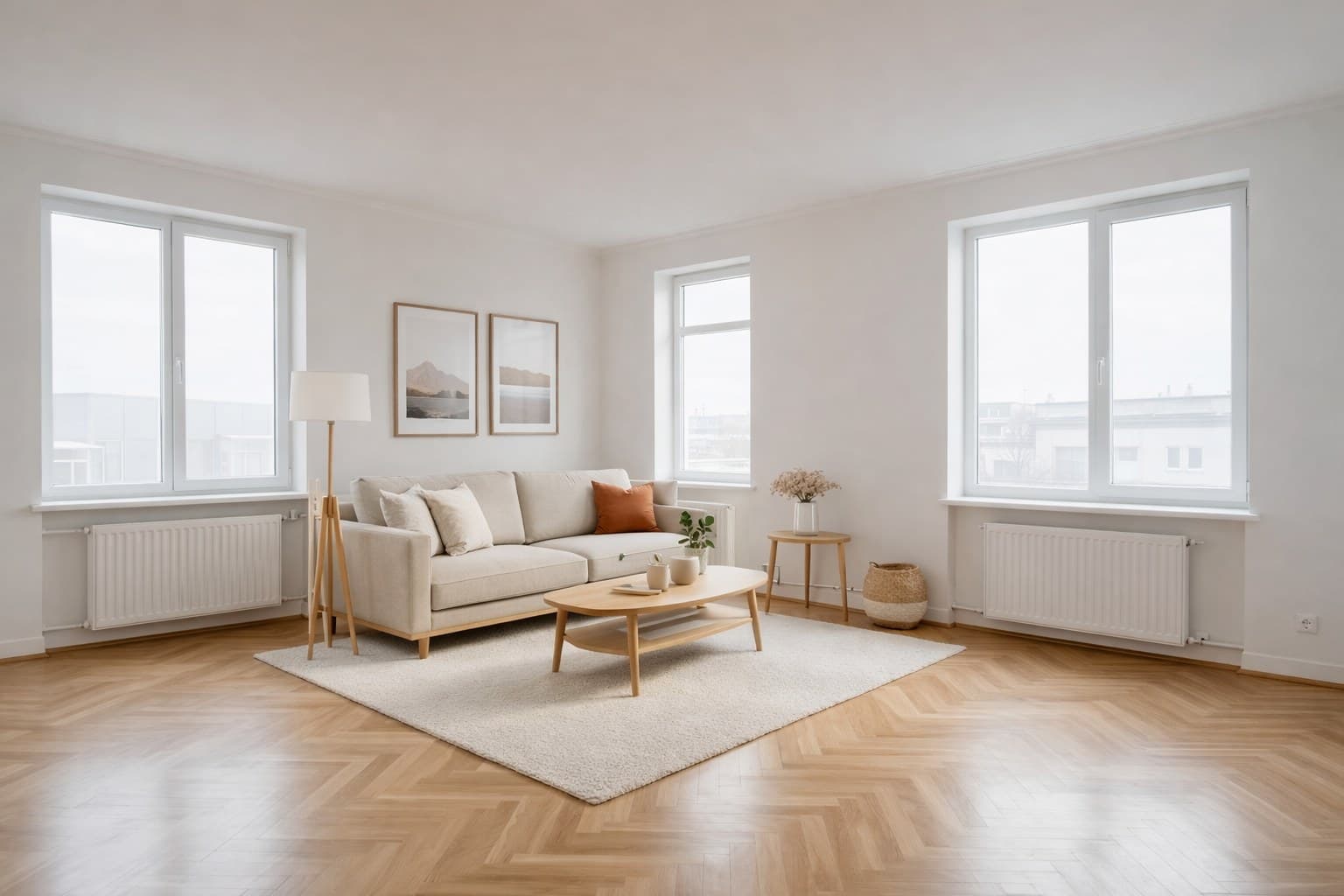 Raum nach Virtual Staging mit KI-Möblierung
