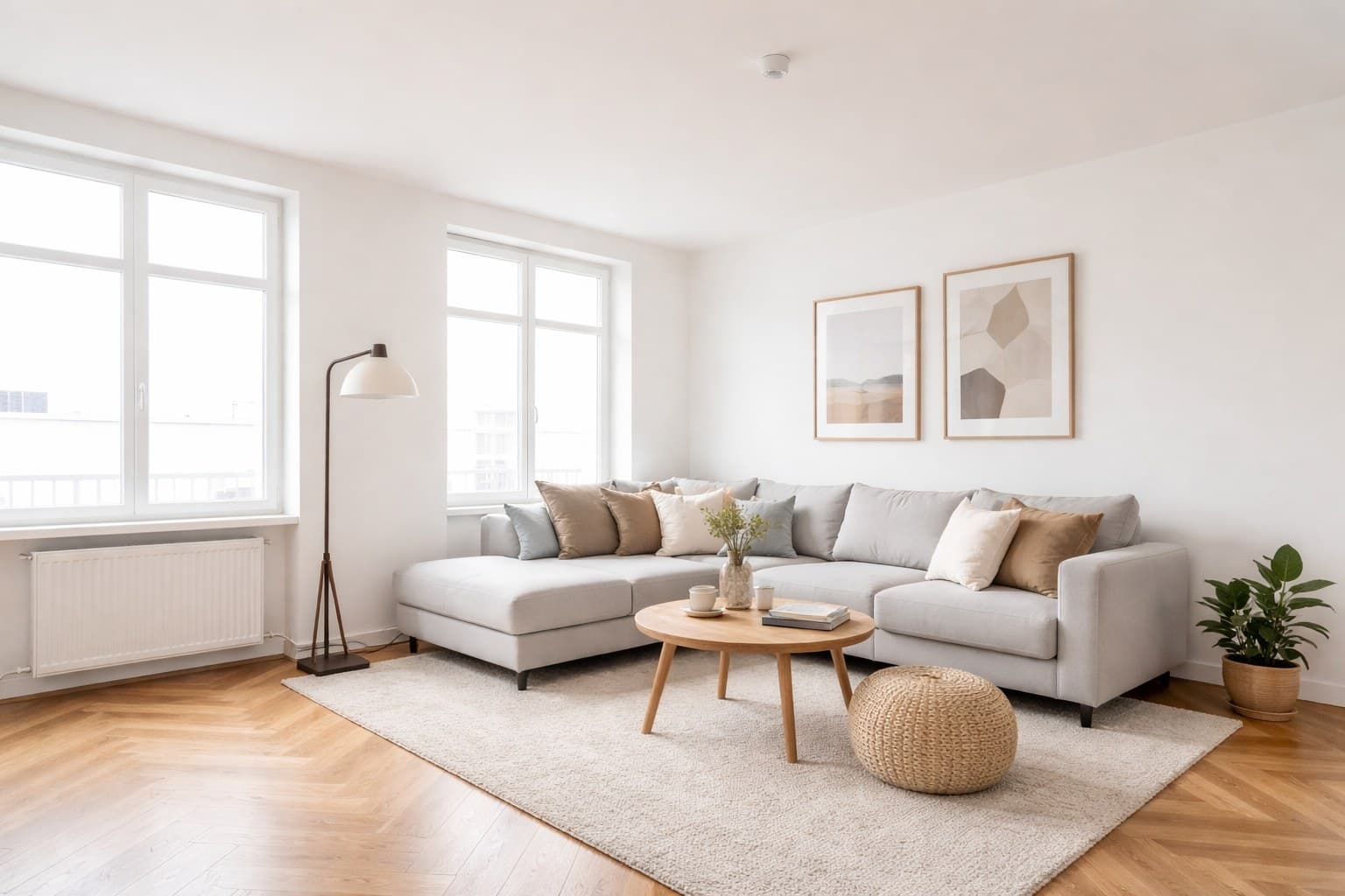 Raum nach Virtual Staging mit KI-Möblierung