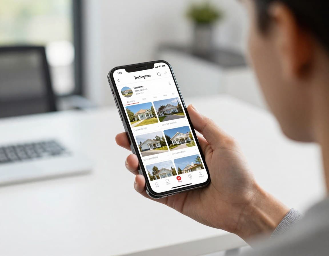 Makler nutzt Smartphone für Social Media Immobilien-Marketing
