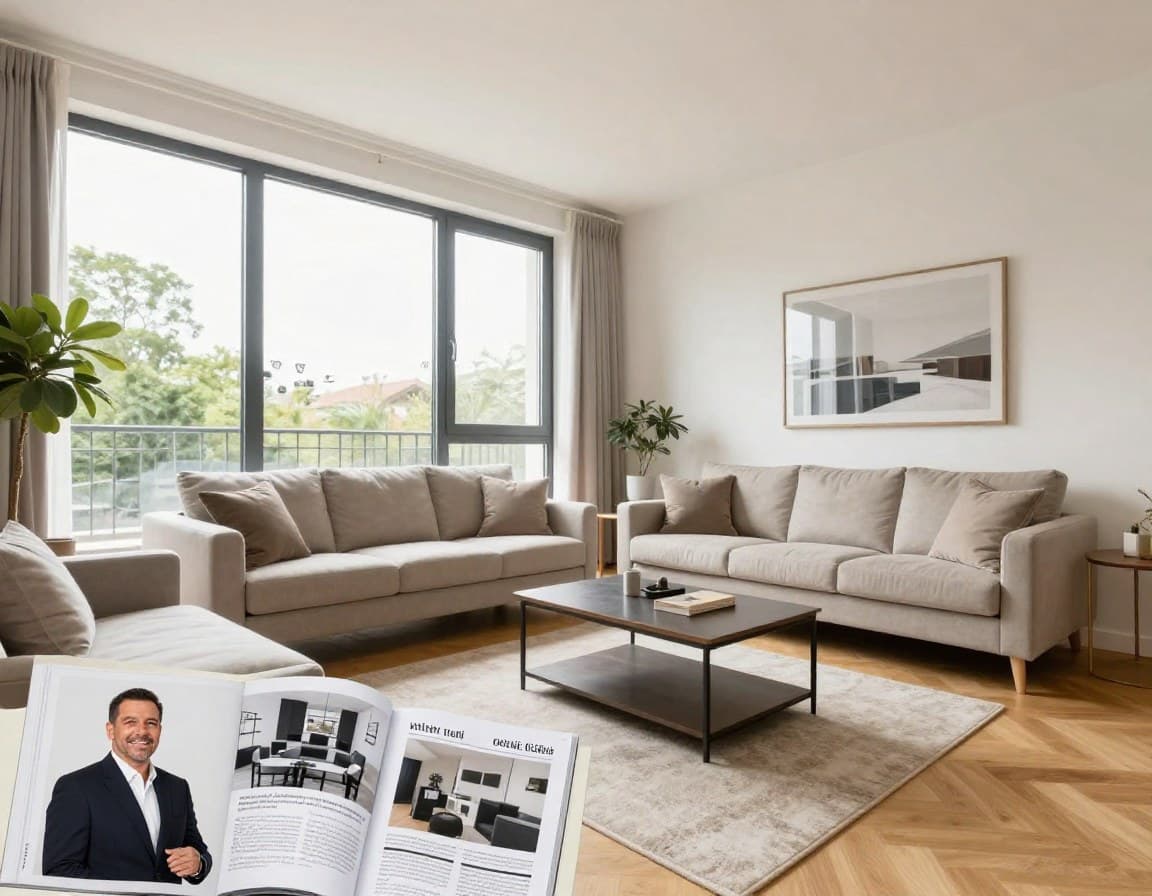 Professionell fotografiertes und gestagtes Wohnzimmer für Immobilien-Inserat